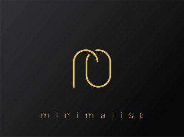 Katı Siyah Arkaplanda Birbirine Bağlı Şekillere sahip RO Minimalist Logosu. Temiz ve modern bir minimalist logo tasarımı..