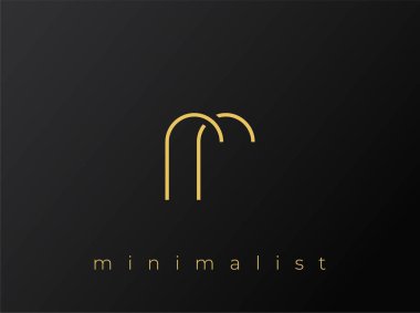 Katı Siyah Arkaplanda Birbirine kenetlenmiş Şekillere sahip RR Minimalist Logosu. Temiz ve modern bir minimalist logo tasarımı..