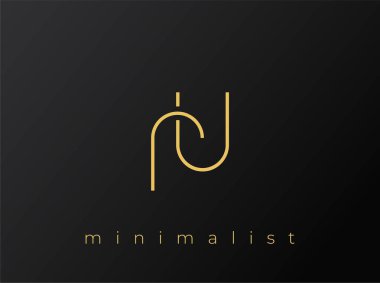 RU Minimalist Logosu, Siyah Arkaplanda Birbirine Bağlı Şekiller. Temiz ve modern bir minimalist logo tasarımı..