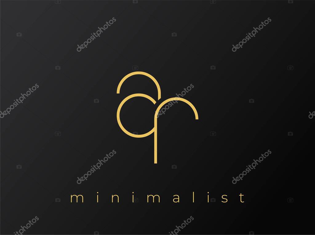 AR Minimalist Logo with Interlocking Shapes on Solid Black Background. A clean and modern minimalist logo design.