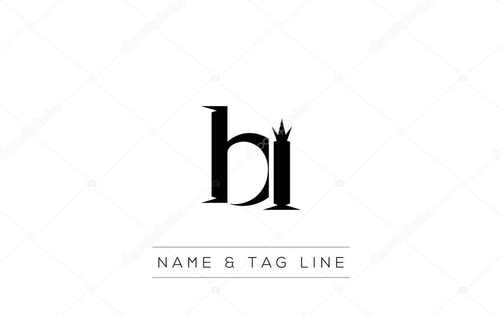 BI logo design. A sophisticated, minimalistic logo design featuring golden stylized typography, perfect for branding concepts emphasizing luxury, professionalism, and contemporary aesthetics.