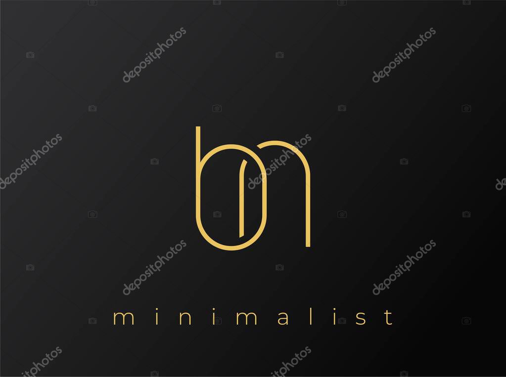BN Minimalist Logo with Interlocking Shapes on Solid Black Background. A clean and modern minimalist logo design.