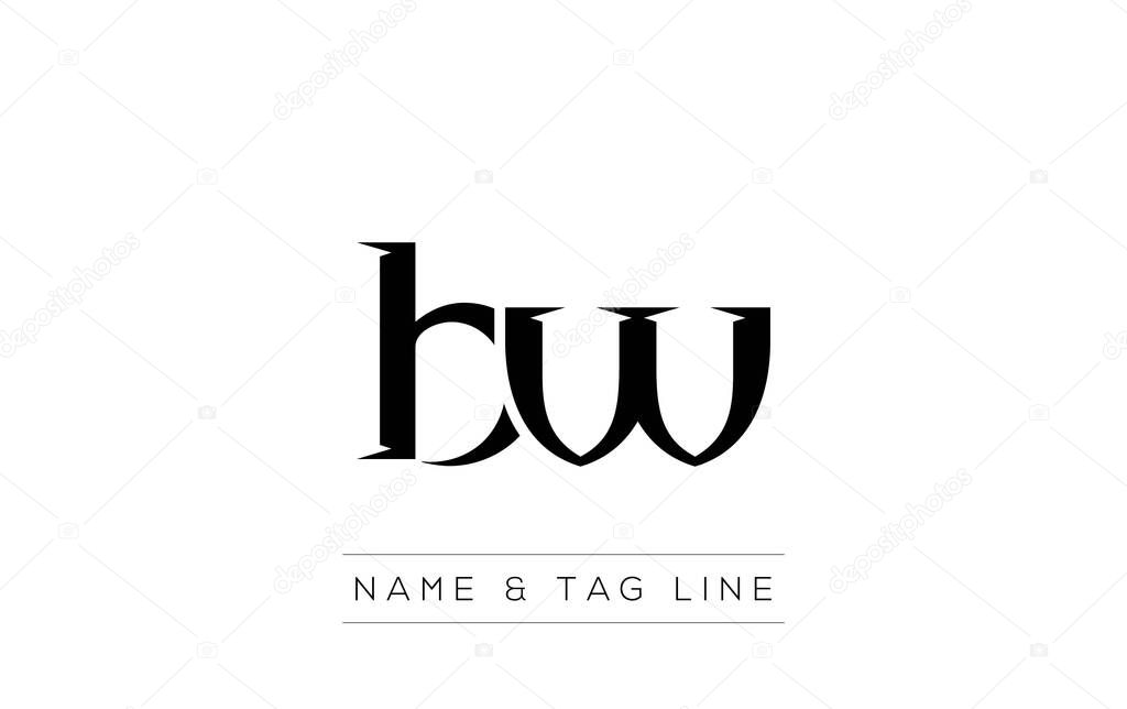 BW logo design. A sophisticated, minimalistic logo design featuring golden stylized typography, perfect for branding concepts emphasizing luxury, professionalism, and contemporary aesthetics.