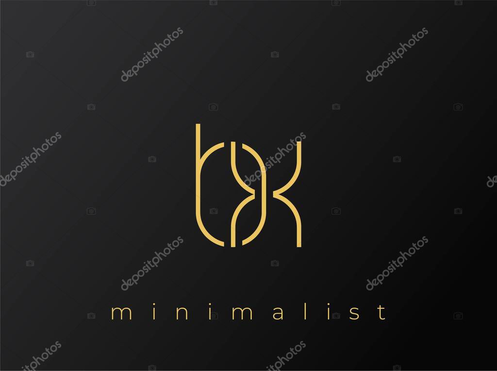 BX Minimalist Logo with Interlocking Shapes on Solid Black Background. A clean and modern minimalist logo design.