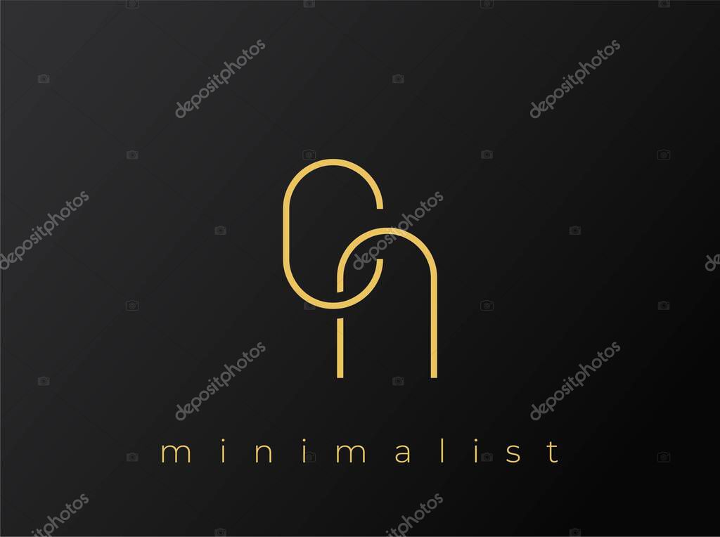 CN Minimalist Logo with Interlocking Shapes on Solid Black Background. A clean and modern minimalist logo design.