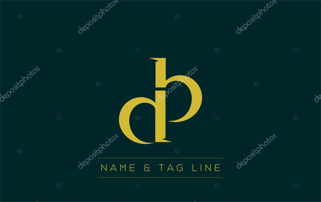 DB logo design. A sophisticated, minimalistic logo design featuring golden stylized typography, perfect for branding concepts emphasizing luxury, professionalism, and contemporary aesthetics.