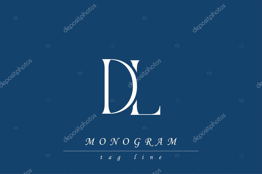 DL Initials Stylized Monogram Design Featuring Intertwined. Artistic representation of monogram initials creatively arranged and displayed.