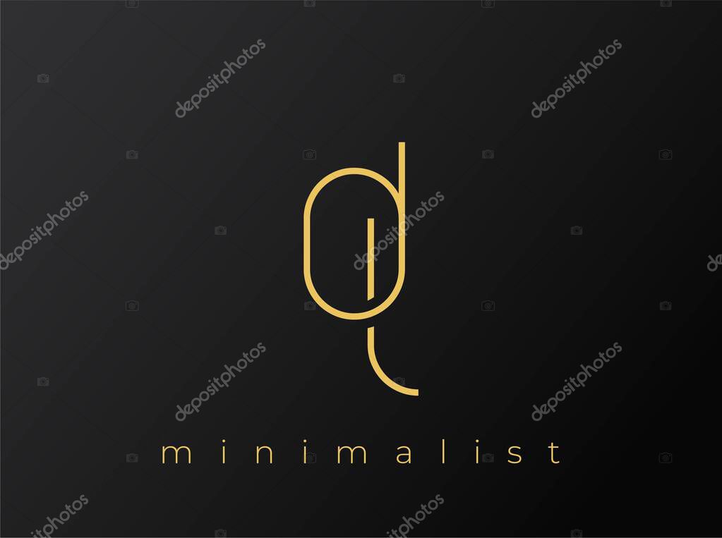 DL Minimalist Logo with Interlocking Shapes on Solid Black Background. A clean and modern minimalist logo design.