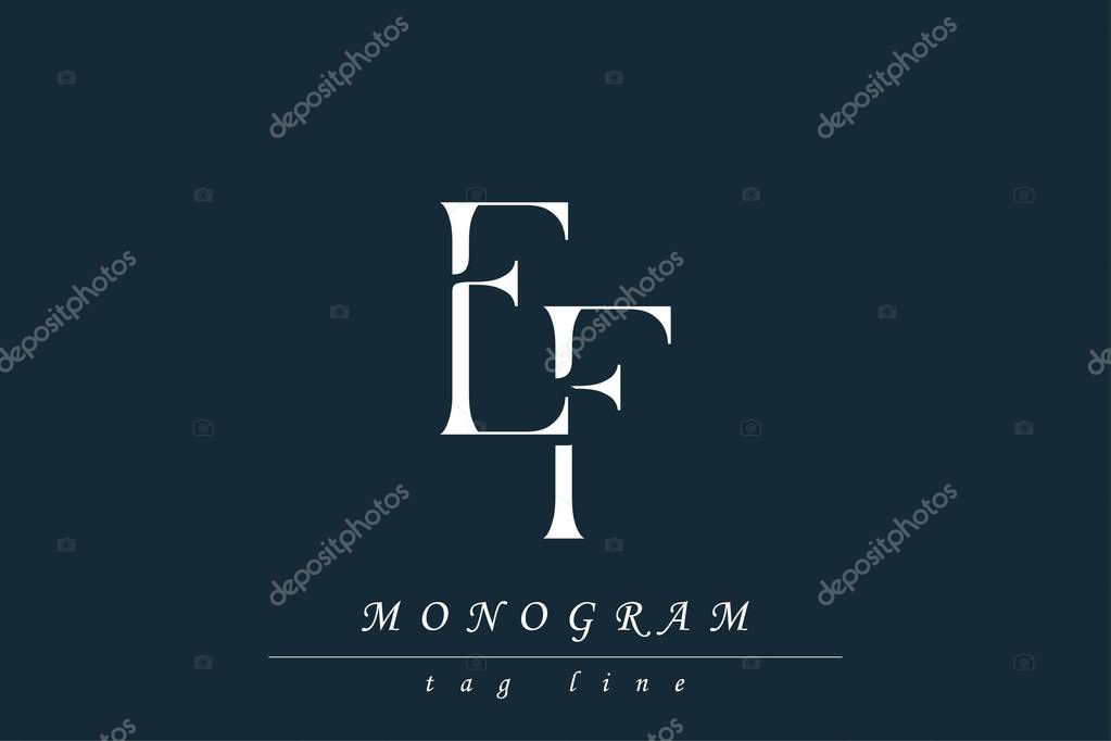 EF Initials Stylized Monogram Design Featuring Intertwined. Artistic representation of monogram initials creatively arranged and displayed.