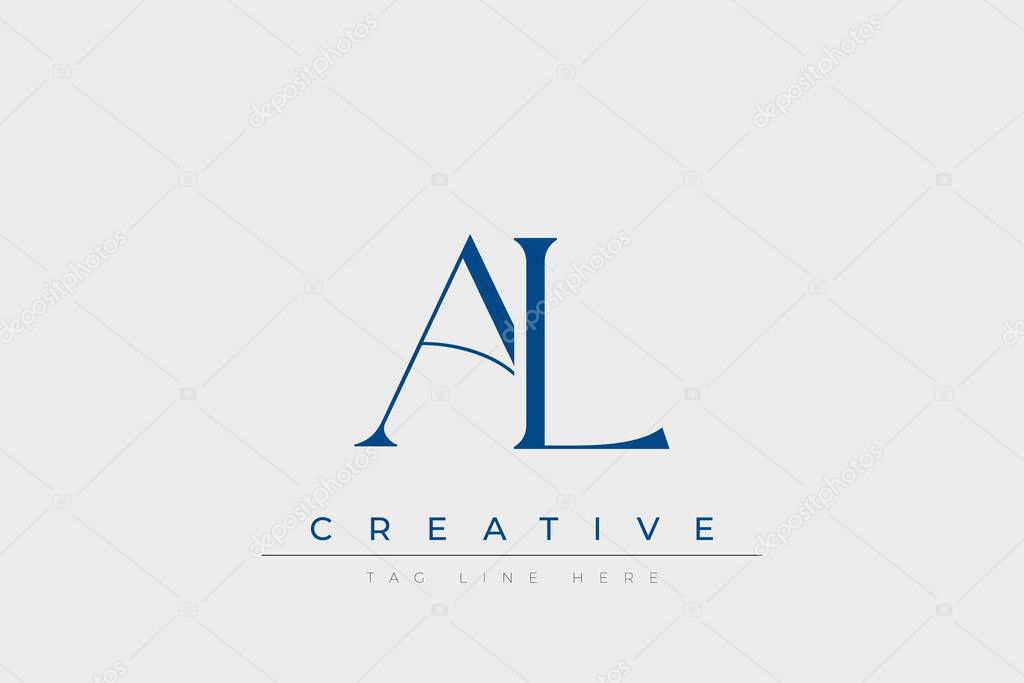 Blue stylized letters AL combined in a modern design on a clean white background, evoking professionalism and creativity. Ideal for branding, business identity, and corporate representation concepts.
