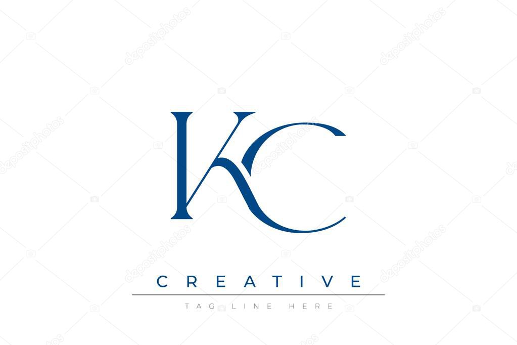 Blue stylized letters KC combined in a modern design on a clean white background, evoking professionalism and creativity. Ideal for branding, business identity, and corporate representation concepts.