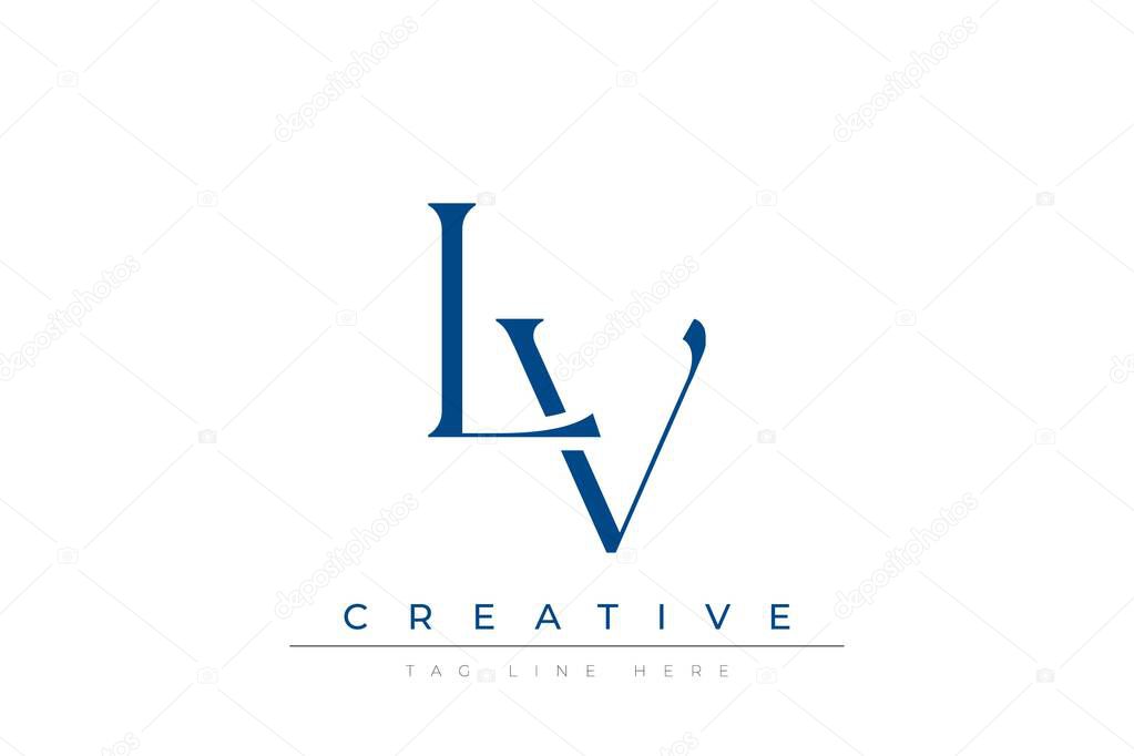 Blue stylized letters LV combined in a modern design on a clean white background, evoking professionalism and creativity. Ideal for branding, business identity, and corporate representation concepts.