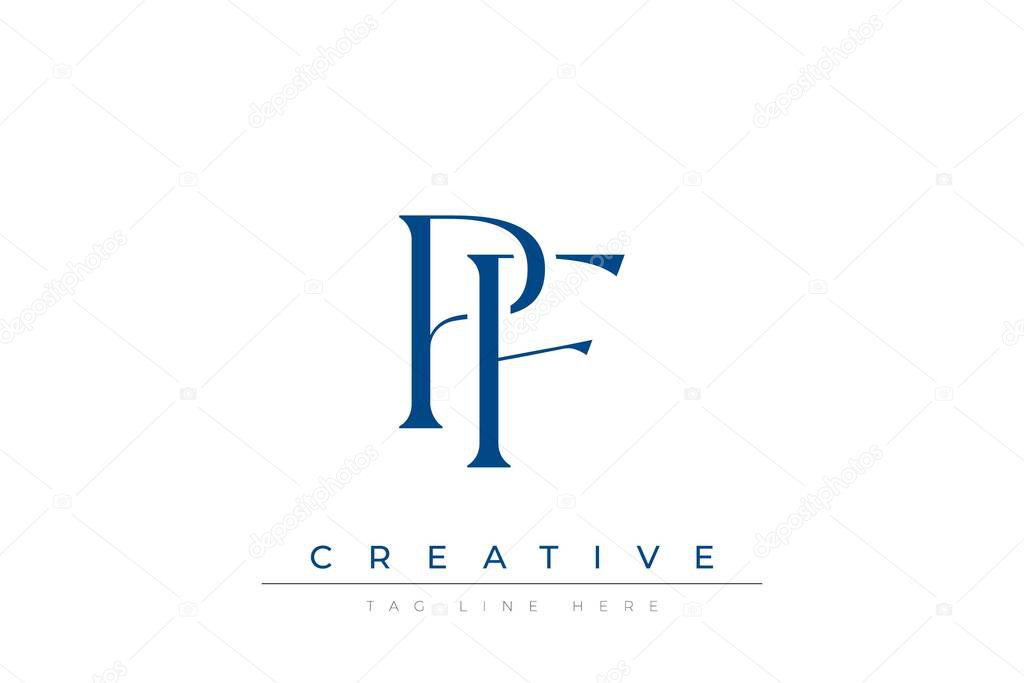 Blue stylized letters PF combined in a modern design on a clean white background, evoking professionalism and creativity. Ideal for branding, business identity, and corporate representation concepts.