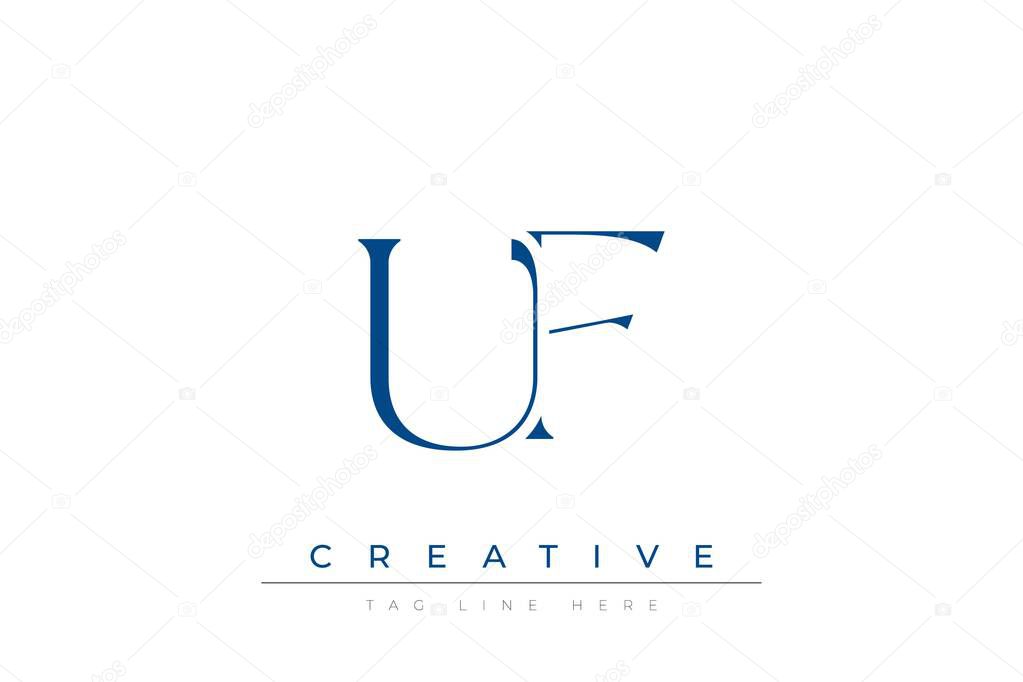 Blue stylized letters UF combined in a modern design on a clean white background, evoking professionalism and creativity. Ideal for branding, business identity, and corporate representation concepts.
