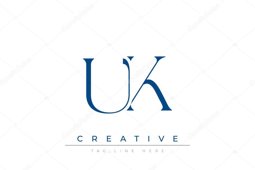 Blue stylized letters UK combined in a modern design on a clean white background, evoking professionalism and creativity. Ideal for branding, business identity, and corporate representation concepts.