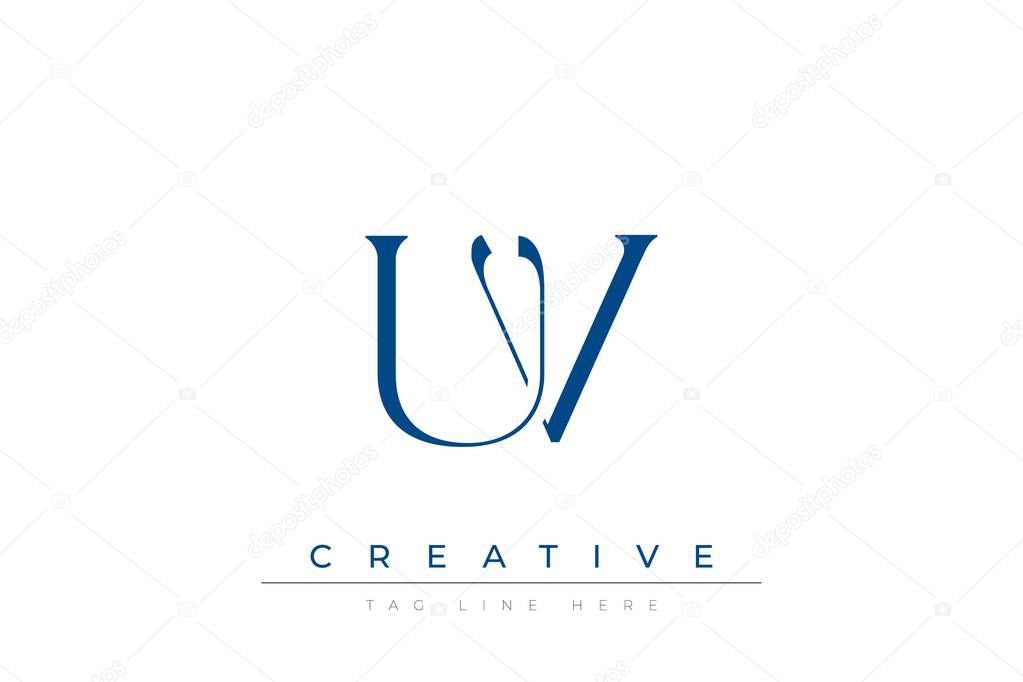 Blue stylized letters UV combined in a modern design on a clean white background, evoking professionalism and creativity. Ideal for branding, business identity, and corporate representation concepts.