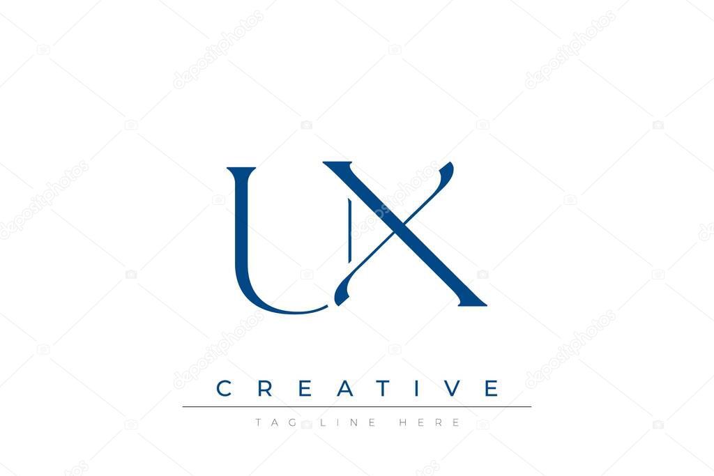 Blue stylized letters UX combined in a modern design on a clean white background, evoking professionalism and creativity. Ideal for branding, business identity, and corporate representation concepts.