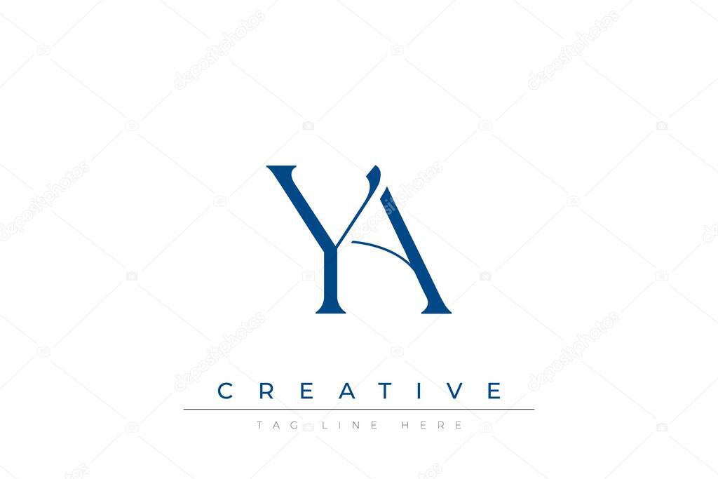 Blue stylized letters YA combined in a modern design on a clean white background, evoking professionalism and creativity. Ideal for branding, business identity, and corporate representation concepts.