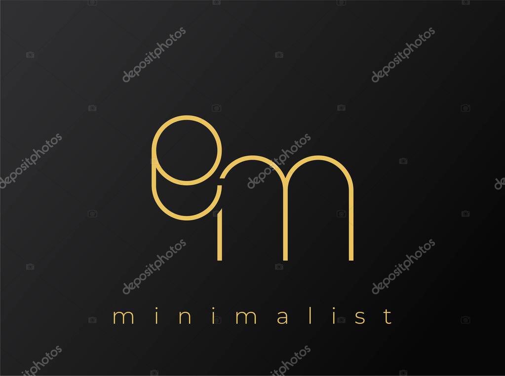 EM Minimalist Logo with Interlocking Shapes on Solid Black Background. A clean and modern minimalist logo design.
