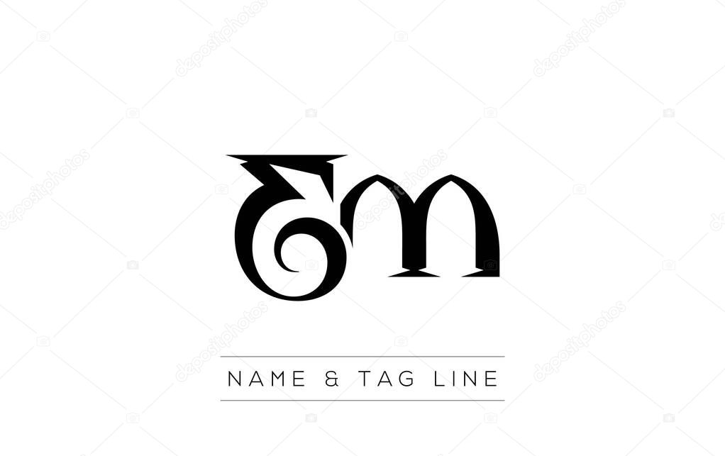 EM logo design. A sophisticated, minimalistic logo design featuring golden stylized typography, perfect for branding concepts emphasizing luxury, professionalism, and contemporary aesthetics.