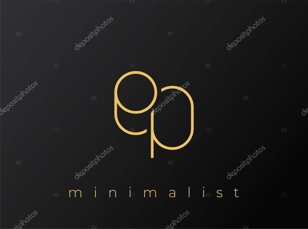 EP Minimalist Logo with Interlocking Shapes on Solid Black Background. A clean and modern minimalist logo design.