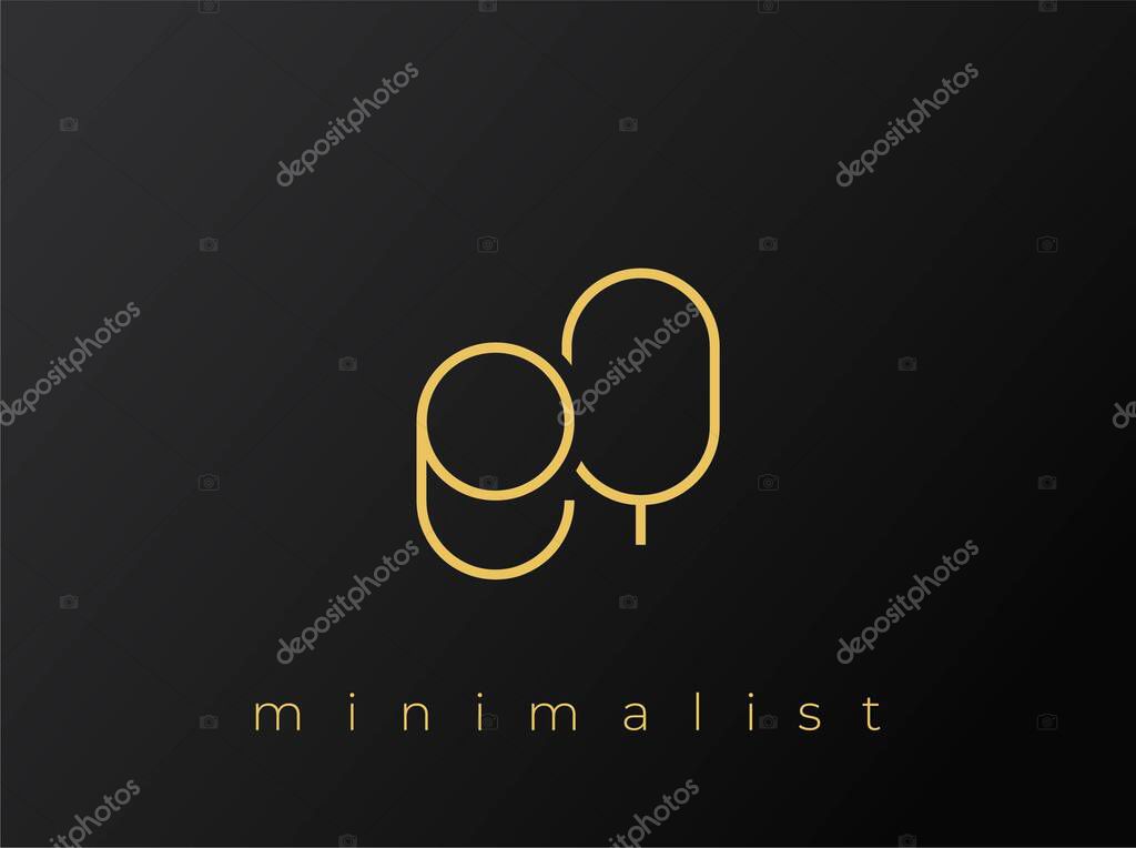 EQ Minimalist Logo with Interlocking Shapes on Solid Black Background. A clean and modern minimalist logo design.