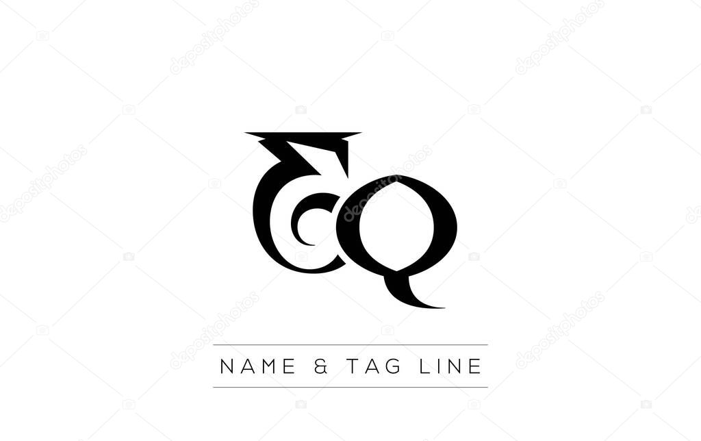 EQ logo design. A sophisticated, minimalistic logo design featuring golden stylized typography, perfect for branding concepts emphasizing luxury, professionalism, and contemporary aesthetics.