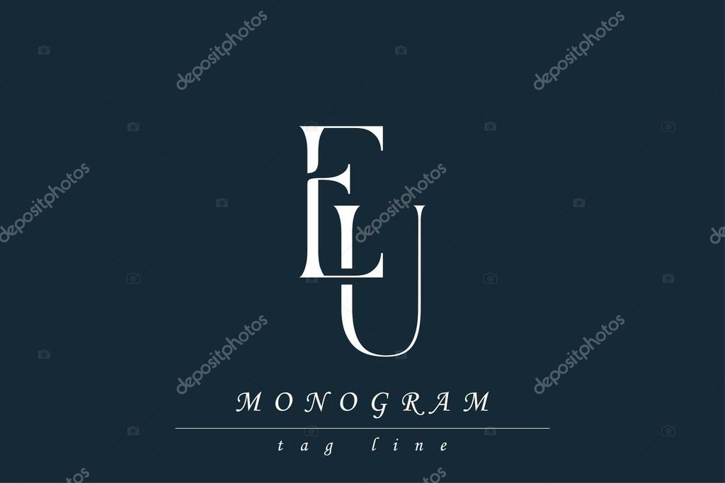 EU Initials Stylized Monogram Design Featuring Intertwined. Artistic representation of monogram initials creatively arranged and displayed.