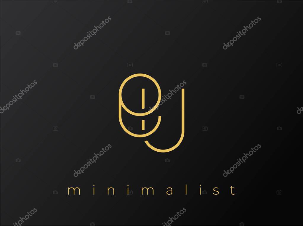 EU Minimalist Logo with Interlocking Shapes on Solid Black Background. A clean and modern minimalist logo design.