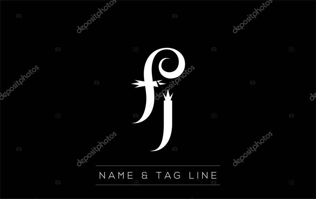 FJ logo design. A sophisticated, minimalistic logo design featuring golden stylized typography, perfect for branding concepts emphasizing luxury, professionalism, and contemporary aesthetics.