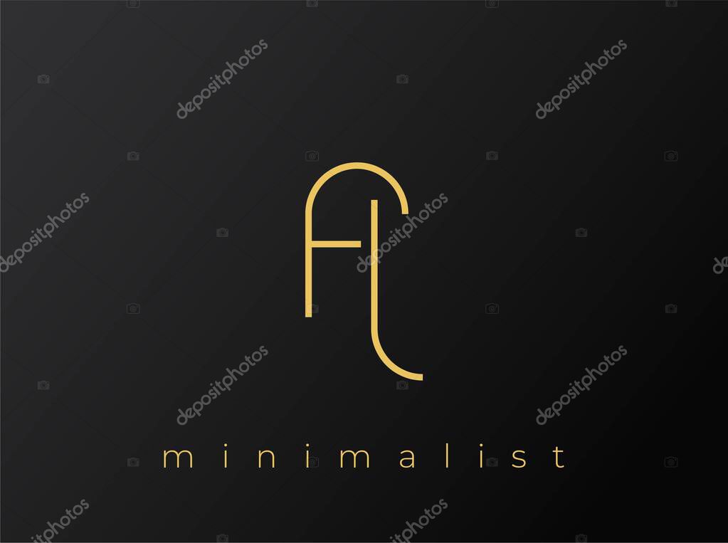 FL Minimalist Logo with Interlocking Shapes on Solid Black Background. A clean and modern minimalist logo design.