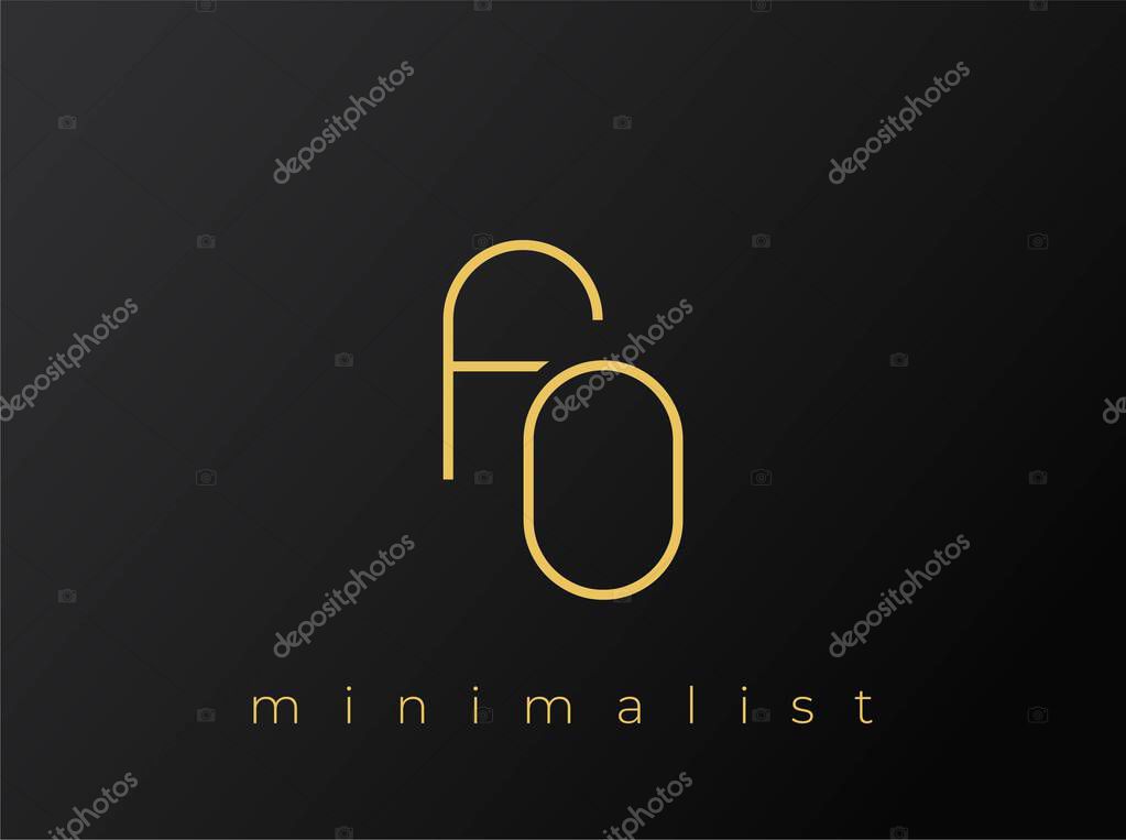 FO Minimalist Logo with Interlocking Shapes on Solid Black Background. A clean and modern minimalist logo design.