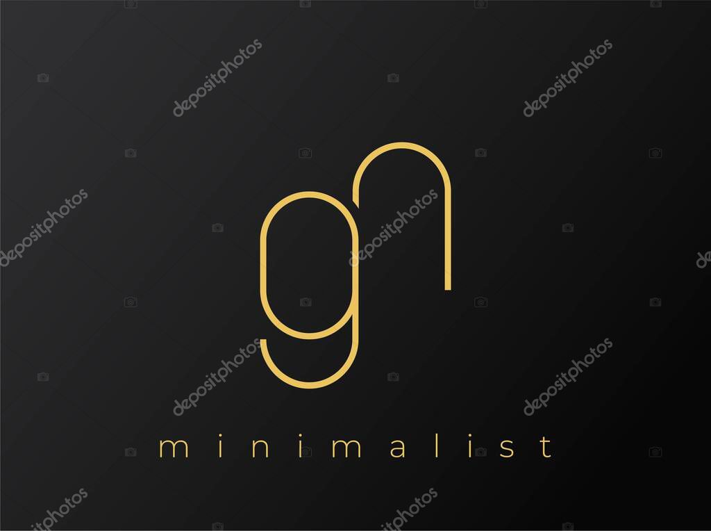 GN Minimalist Logo with Interlocking Shapes on Solid Black Background. A clean and modern minimalist logo design.