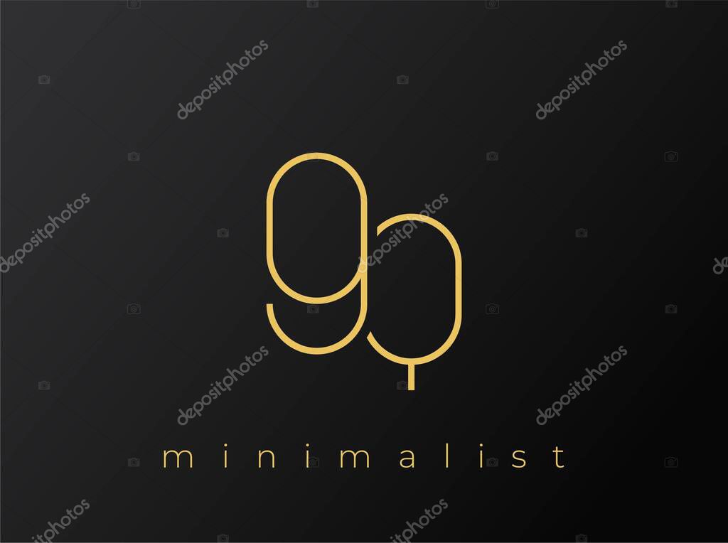 GQ Minimalist Logo with Interlocking Shapes on Solid Black Background. A clean and modern minimalist logo design.