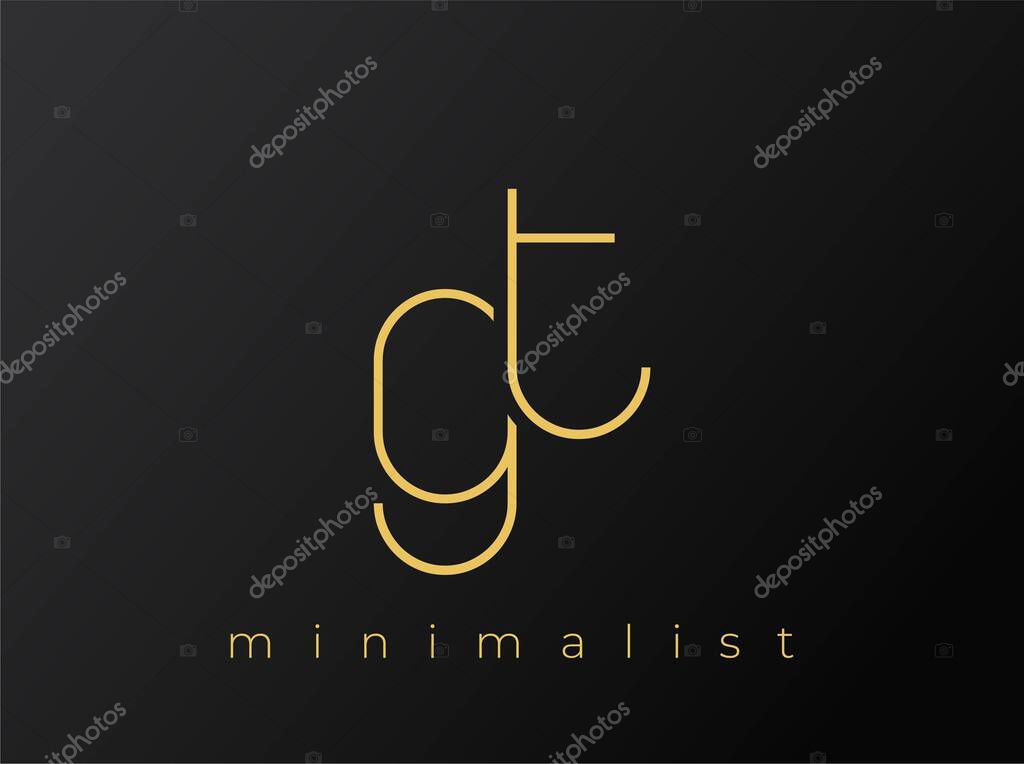 GT Minimalist Logo with Interlocking Shapes on Solid Black Background. A clean and modern minimalist logo design.