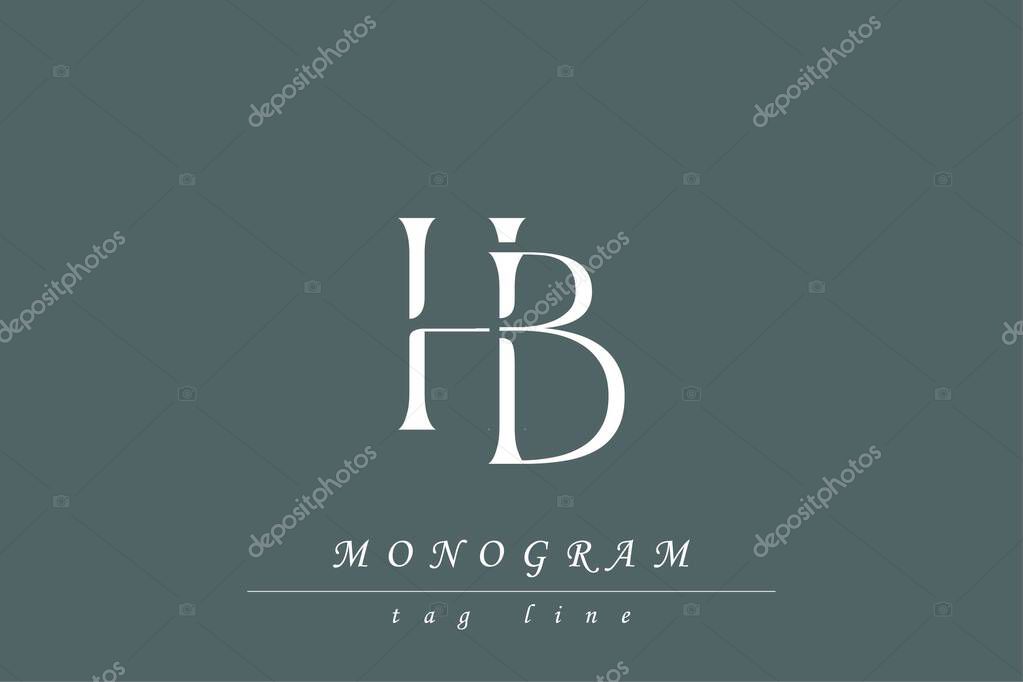 HB Initials Stylized Monogram Design Featuring Intertwined. Artistic representation of monogram initials creatively arranged and displayed.