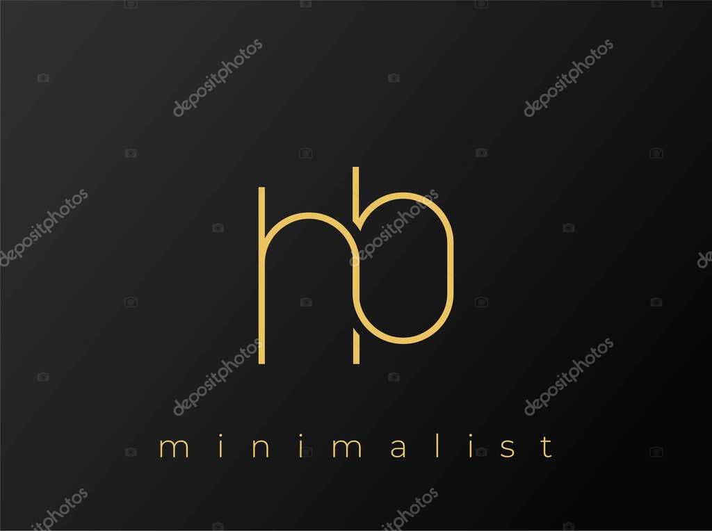 HB Minimalist Logo with Interlocking Shapes on Solid Black Background. A clean and modern minimalist logo design.