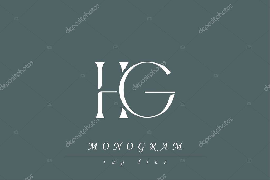 HG Initials Stylized Monogram Design Featuring Intertwined. Artistic representation of monogram initials creatively arranged and displayed.