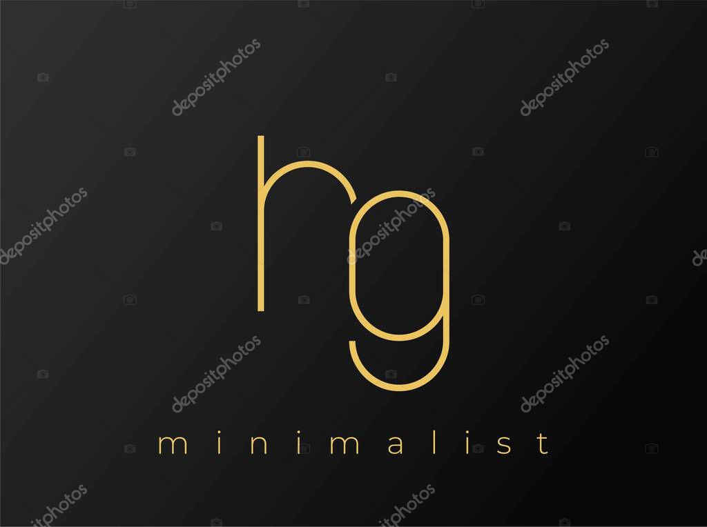 HG Minimalist Logo with Interlocking Shapes on Solid Black Background. A clean and modern minimalist logo design.