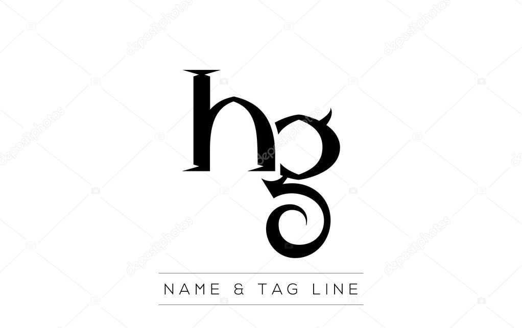 HG logo design. A sophisticated, minimalistic logo design featuring golden stylized typography, perfect for branding concepts emphasizing luxury, professionalism, and contemporary aesthetics.