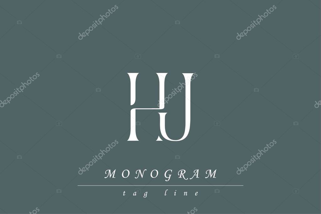 HJ Initials Stylized Monogram Design Featuring Intertwined. Artistic representation of monogram initials creatively arranged and displayed.