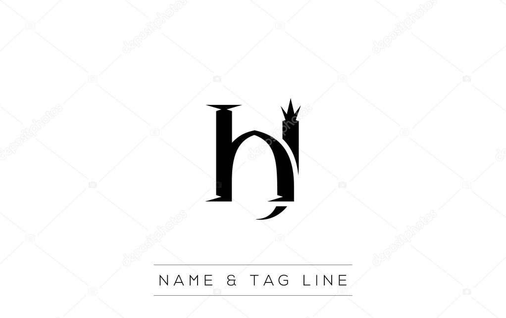HJ logo design. A sophisticated, minimalistic logo design featuring golden stylized typography, perfect for branding concepts emphasizing luxury, professionalism, and contemporary aesthetics.