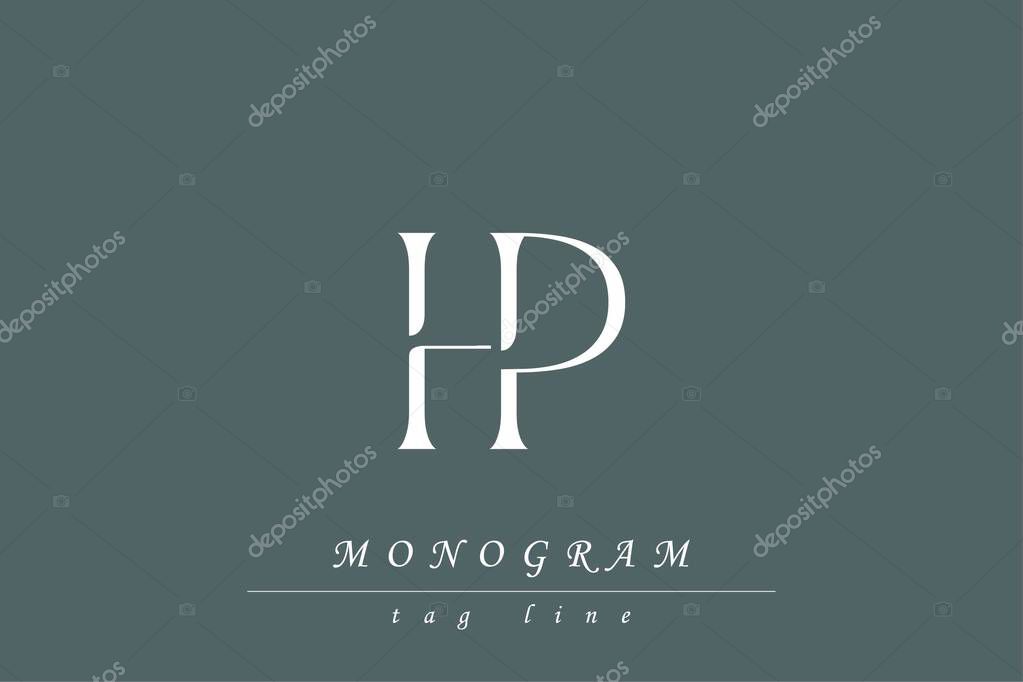 HP Initials Stylized Monogram Design Featuring Intertwined. Artistic representation of monogram initials creatively arranged and displayed.