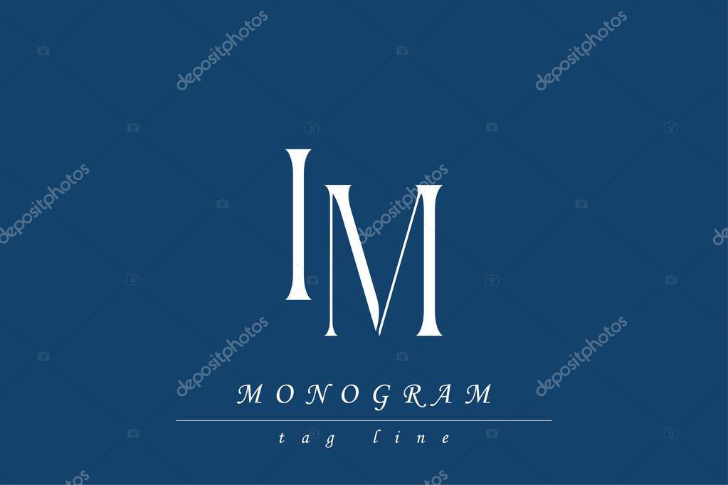 IM Initials Stylized Monogram Design Featuring Intertwined. Artistic representation of monogram initials creatively arranged and displayed.