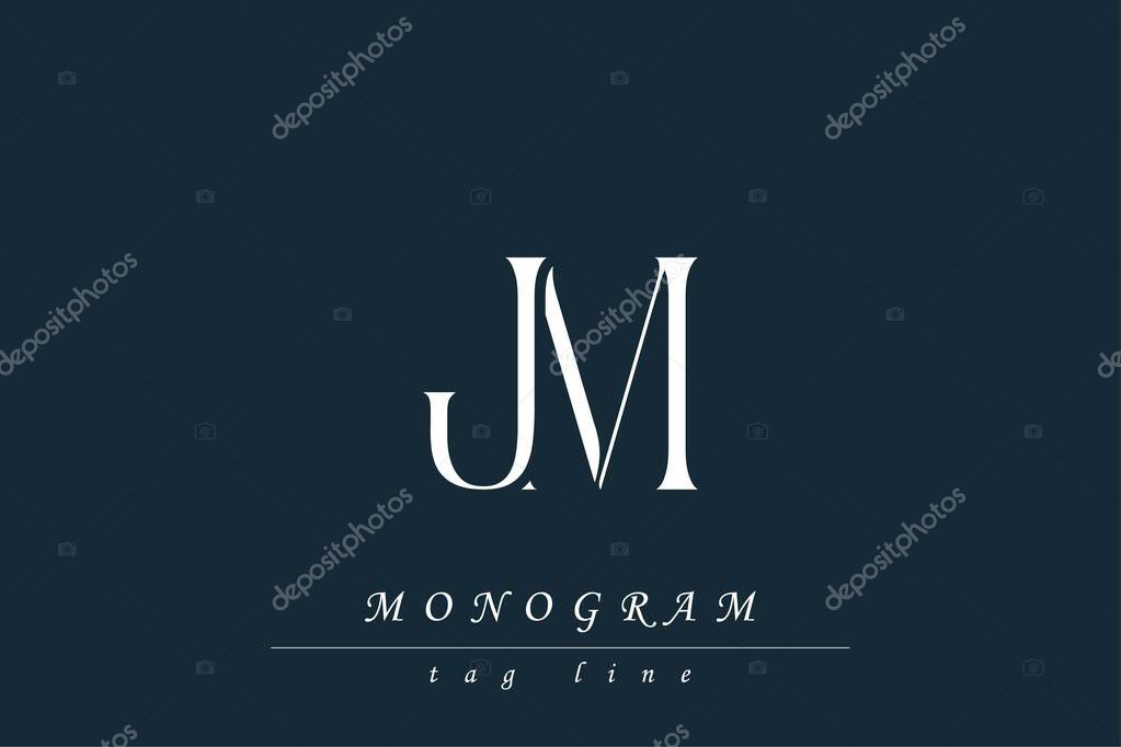 JM Initials Stylized Monogram Design Featuring Intertwined. Artistic representation of monogram initials creatively arranged and displayed.