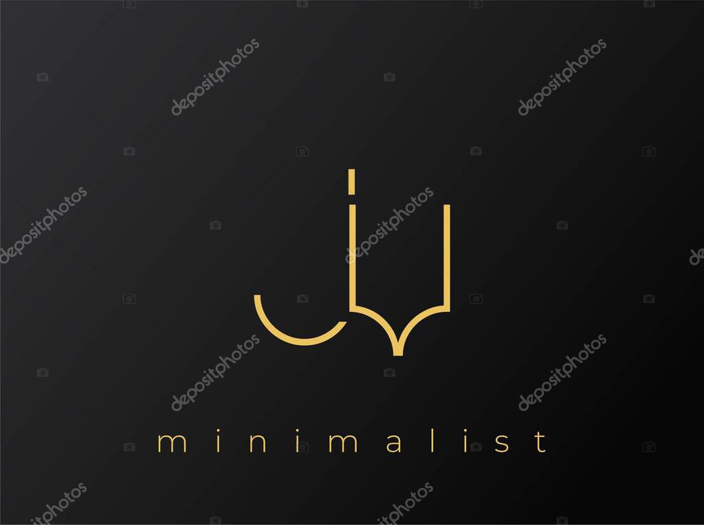 JV Minimalist Logo with Interlocking Shapes on Solid Black Background. A clean and modern minimalist logo design.