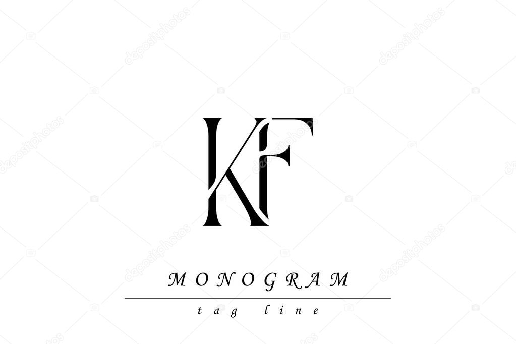 KF Initials Stylized Monogram Design Featuring Intertwined. Artistic representation of monogram initials creatively arranged and displayed.
