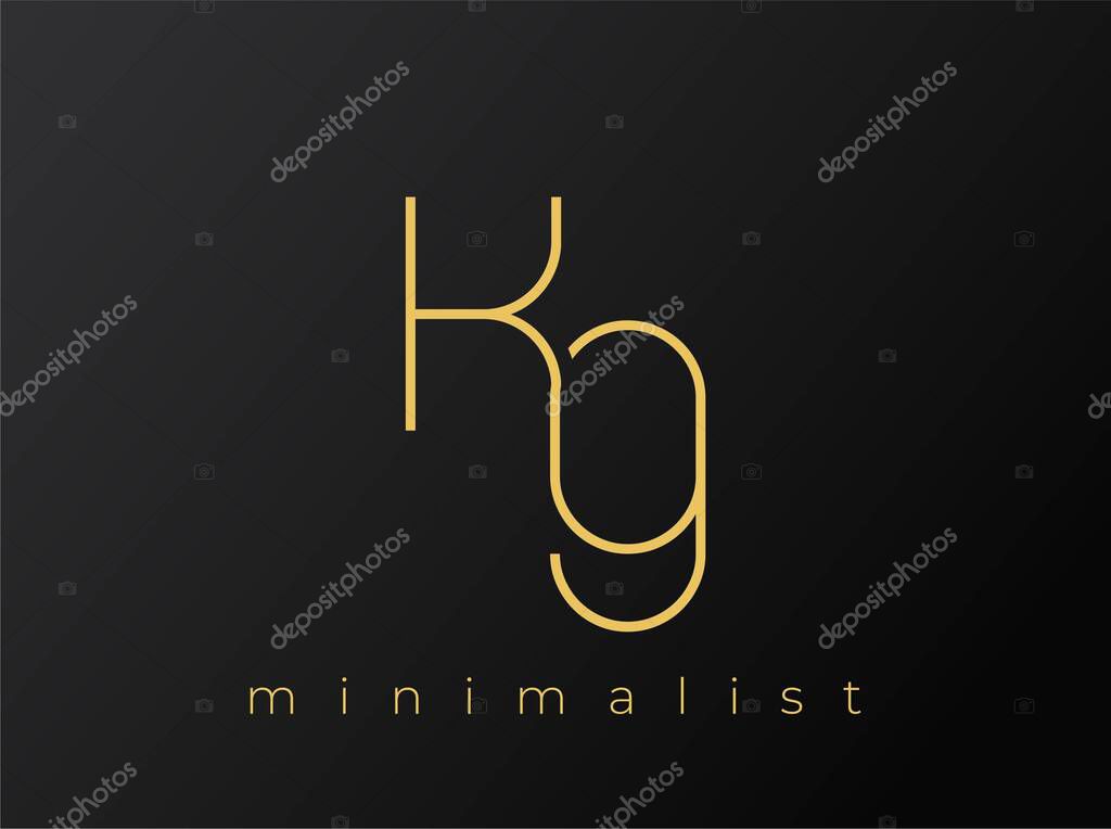 KG Minimalist Logo with Interlocking Shapes on Solid Black Background. A clean and modern minimalist logo design.