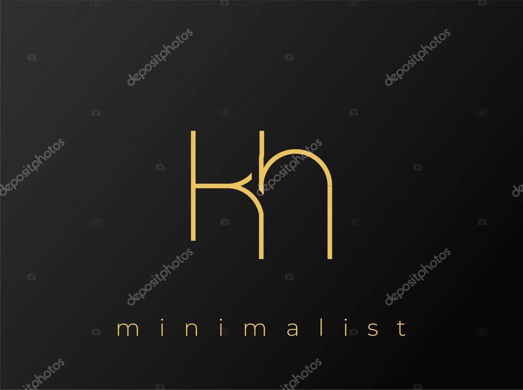 KH Minimalist Logo with Interlocking Shapes on Solid Black Background. A clean and modern minimalist logo design.