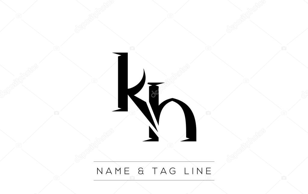 KH logo design. A sophisticated, minimalistic logo design featuring golden stylized typography, perfect for branding concepts emphasizing luxury, professionalism, and contemporary aesthetics.